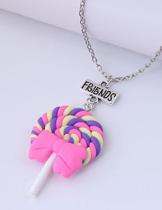 L363 Silver Lollipop with Bow Necklace FREE EARRINGS - Iris Fashion Jewelry