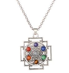 N1839 Silver Multi Color Gems Necklace with FREE Earrings - Iris Fashion Jewelry
