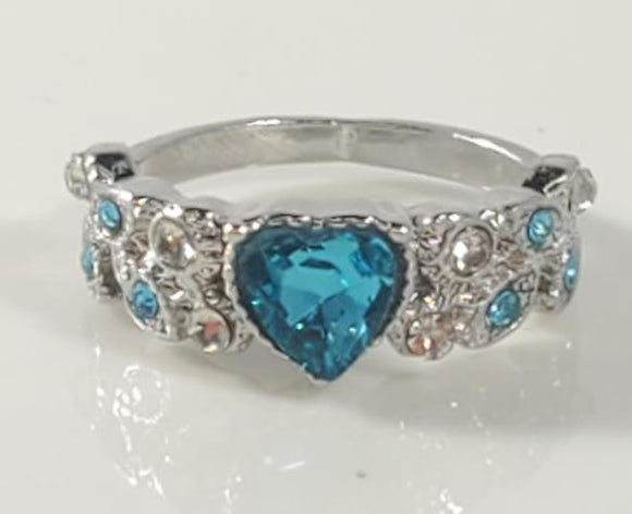 R141 Silver Fashion Blue Heart Gemstone Ring - Iris Fashion Jewelry