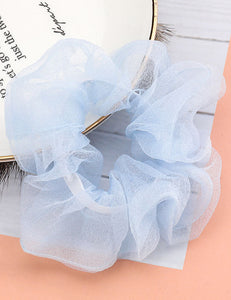 H585 Light Blue Mesh Hair Scrunchie - Iris Fashion Jewelry