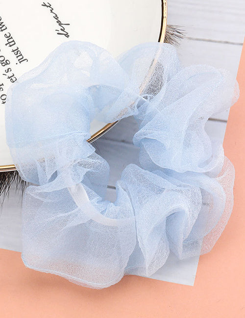 H585 Light Blue Mesh Hair Scrunchie - Iris Fashion Jewelry