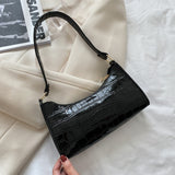 PB152 Black Crocodile Print Shoulder Bag - Iris Fashion Jewelry