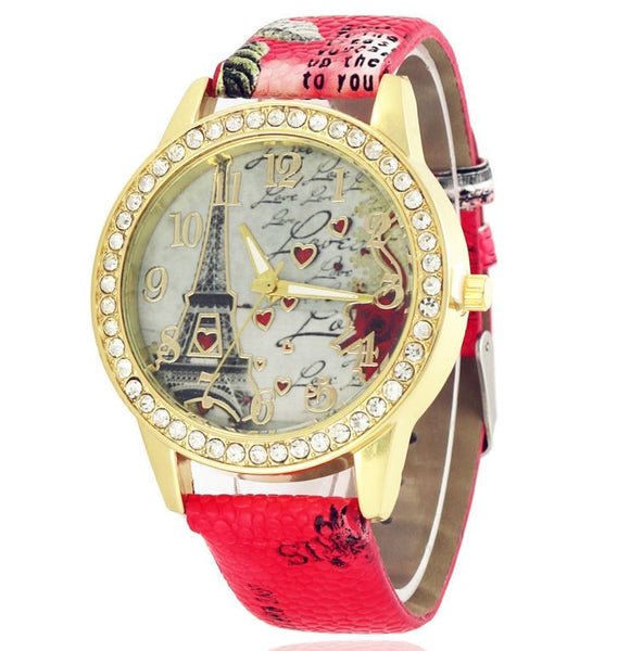 W483 Rose Red Paris Collection Quartz Watch - Iris Fashion Jewelry