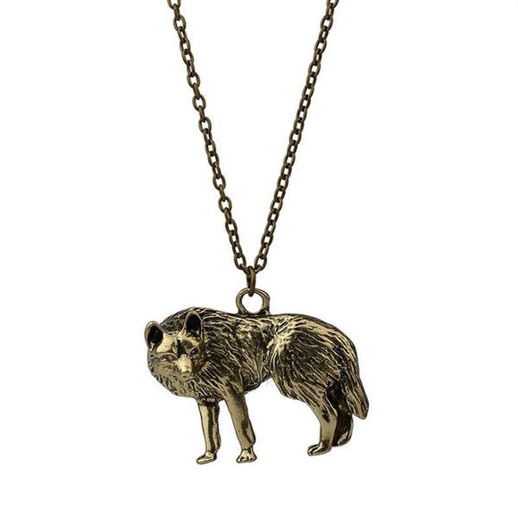 N1762 Bronze Standing Wolf Necklace with FREE Earrings - Iris Fashion Jewelry