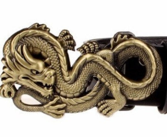 BU244 Gold Dragon Belt Buckle - Iris Fashion Jewelry