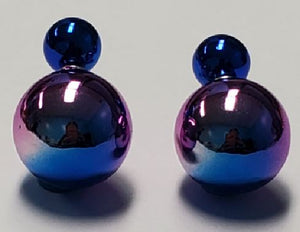 *E1229 Blue & Purple Two Tone Peek a Boo Earrings - Iris Fashion Jewelry