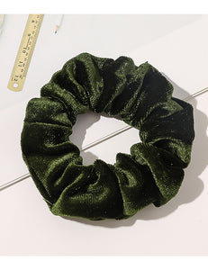 H727 Olive Green Velvet Hair Scrunchie - Iris Fashion Jewelry