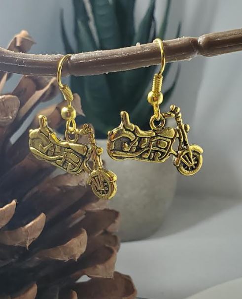 E1683 Gold Motorcycle Earrings - Iris Fashion Jewelry