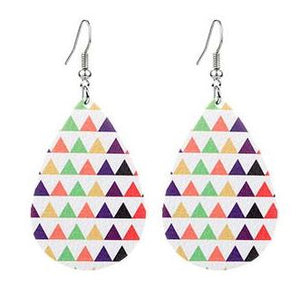 E221 White Teardrop Colorful Triangles Earrings - Iris Fashion Jewelry