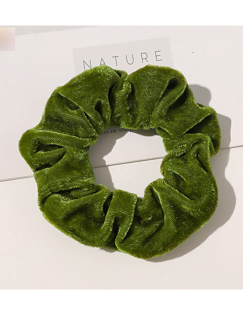 H447 Olive Green Velvet Hair Scrunchie - Iris Fashion Jewelry