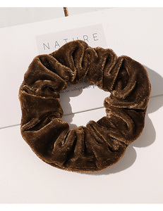 H456 Brown Velvet Hair Scrunchie - Iris Fashion Jewelry