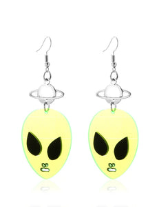 E1593 Green Acrylic Alien Plant Earrings - Iris Fashion Jewelry