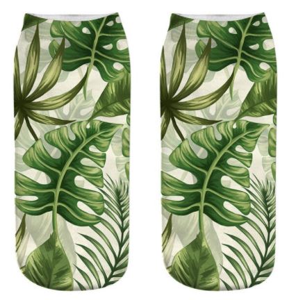 SF1032 Green Tropical Leaves Socks - Iris Fashion Jewelry