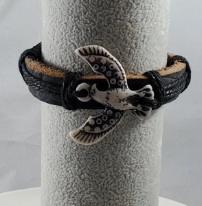 B221 Bird Faux Bone Leather Bracelet - Iris Fashion Jewelry