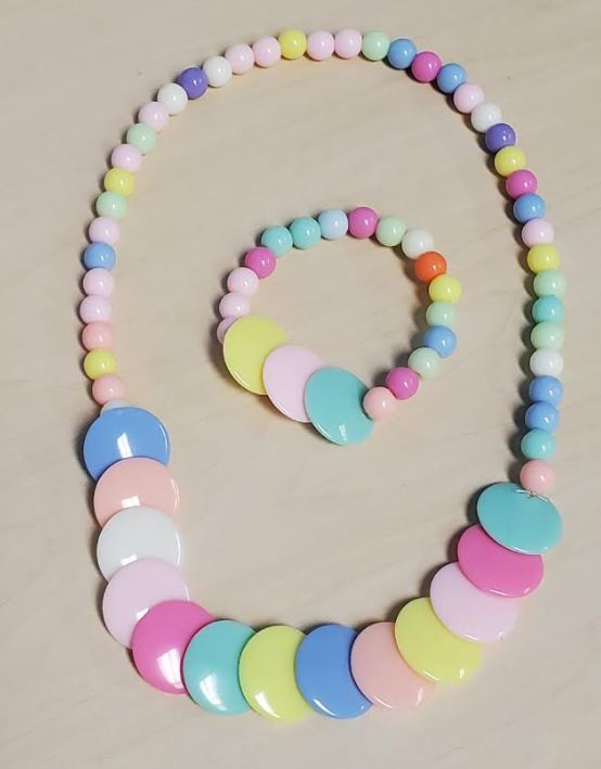 L307 Colorful Disk Bead Necklace & Bracelet Set - Iris Fashion Jewelry