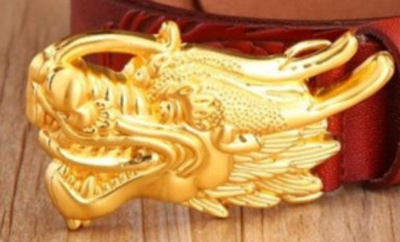 BU257 Bright Gold Dragon Belt Buckle - Iris Fashion Jewelry
