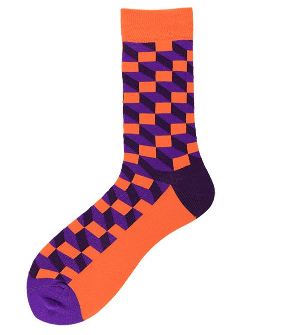SF379 Orange & Purple Multi Rectangle Socks - Iris Fashion Jewelry