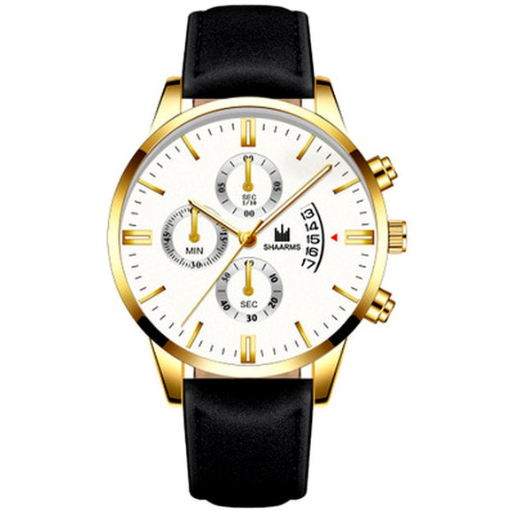 W301 Black Band Gold Techno Time Collection Quartz Watch - Iris Fashion Jewelry