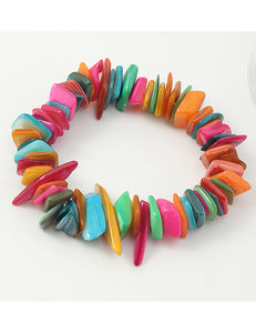 B1153 Bold Colorful Crackle Shell Bracelet - Iris Fashion Jewelry