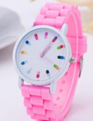 W542 Light Pink Colorful Silicone Collection Quartz Watch - Iris Fashion Jewelry