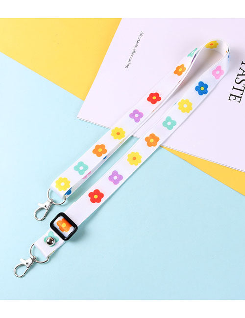LY31 Colorful Daisy Flowers Double Clip ID Lanyard - Iris Fashion Jewelry