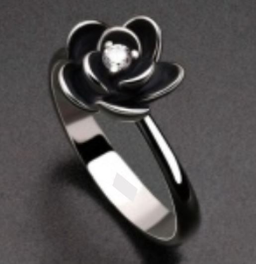 R439 Silver Flower with Rhinestone Ring - Iris Fashion Jewelry
