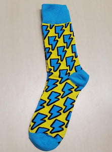 SF51 Fashion Blue & Yellow Lightning Bolt Socks - Iris Fashion Jewelry