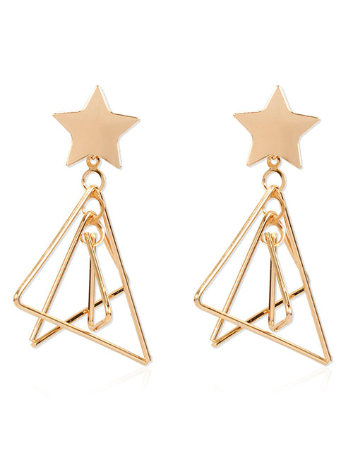 E795 Gold Star Multi Triangle Earrings - Iris Fashion Jewelry
