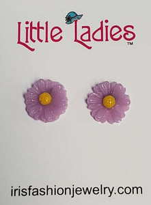 L185 Lilac Daisy Flower Earrings - Iris Fashion Jewelry