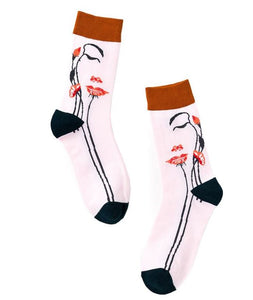 SF803 Light Pink Face of Flowers Socks - Iris Fashion Jewelry