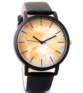 W430 Black Band Orange Marble Crackle Collection Quartz Watch - Iris Fashion Jewelry