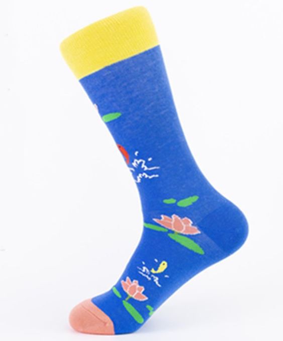 SF590 Royal Blue Fish Pond Lilly Pad Socks - Iris Fashion Jewelry