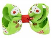Z85 Lime Green Reindeer Christmas Small Hair Bow Clip - Iris Fashion Jewelry