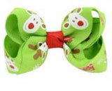 Z85 Lime Green Reindeer Christmas Small Hair Bow Clip - Iris Fashion Jewelry