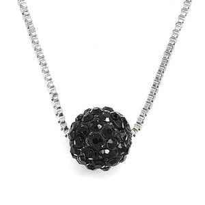 N1420 Silver Black Rhinestone Covered Ball Necklace with FREE Earrings - Iris Fashion Jewelry