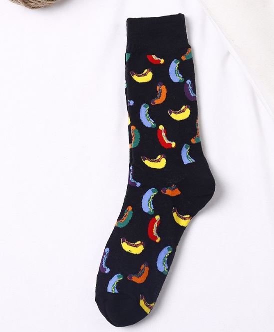 SF578 Black Colorful Hotdogs Socks - Iris Fashion Jewelry