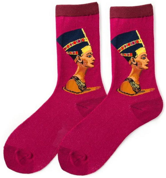SF1172 Fuchsia & Burgundy Egyptian Pharaoh Socks - Iris Fashion Jewelry