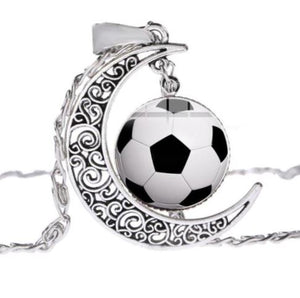 N825 Silver Soccer Moon Necklace with FREE Earrings - Iris Fashion Jewelry