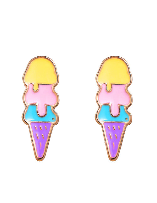 E1260 Small Rose Gold Ice Cream Cone Earrings - Iris Fashion Jewelry