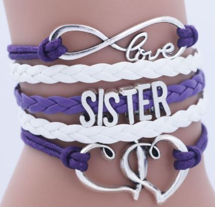 B517 Lavender & White Sister Leather Layered Bracelet - Iris Fashion Jewelry