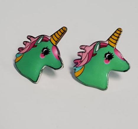 L281 Mint Green Unicorn Earrings - Iris Fashion Jewelry