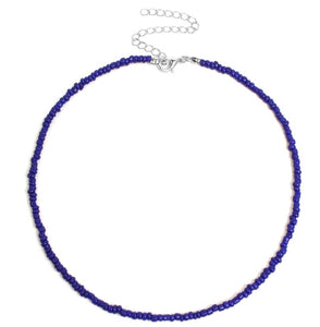 N71 Silver Purple Seed Bead Choker Necklace with FREE Earrings - Iris Fashion Jewelry