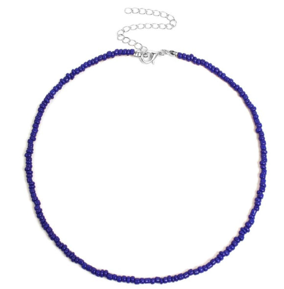 N71 Silver Purple Seed Bead Choker Necklace with FREE Earrings - Iris Fashion Jewelry