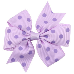H213 Small Lavender Polka Dot Bow Hair Clip - Iris Fashion Jewelry