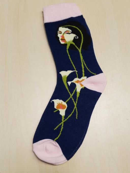 SF1004 Navy Blue Face of a Flower Socks - Iris Fashion Jewelry