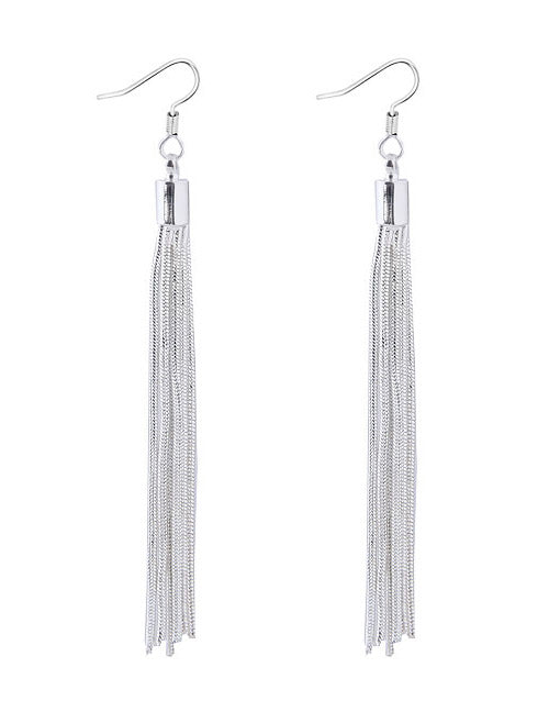 E623 Silver Tassel Earrings - Iris Fashion Jewelry
