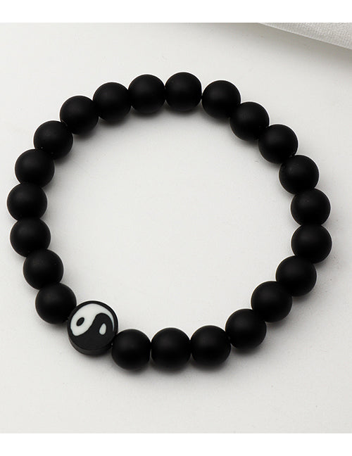 B1095 Black Bead Yin Yang Bracelet - Iris Fashion Jewelry