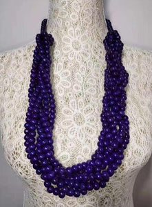 N129 Purple Multi Strand Bead Necklace with FREE Earrings - Iris Fashion Jewelry