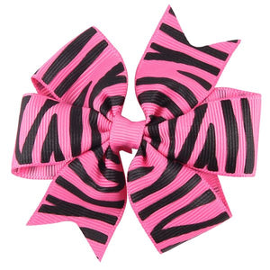 H660 Small Pink Black Stripes Bow Hair Clip - Iris Fashion Jewelry