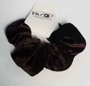 H450 Dark Brown Velvet Hair Scrunchie - Iris Fashion Jewelry